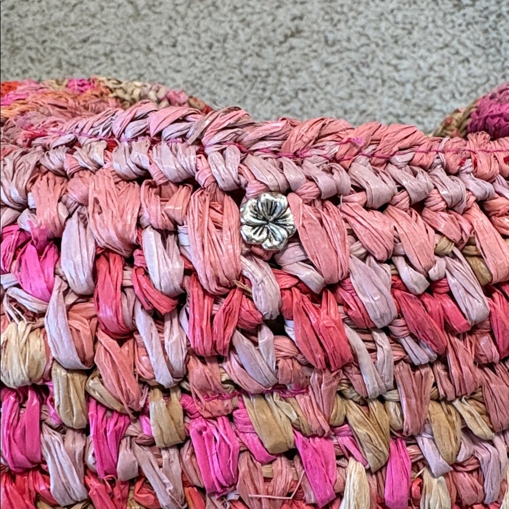 Pink and Tan Woven Women's Bag - Picture 2 of 6